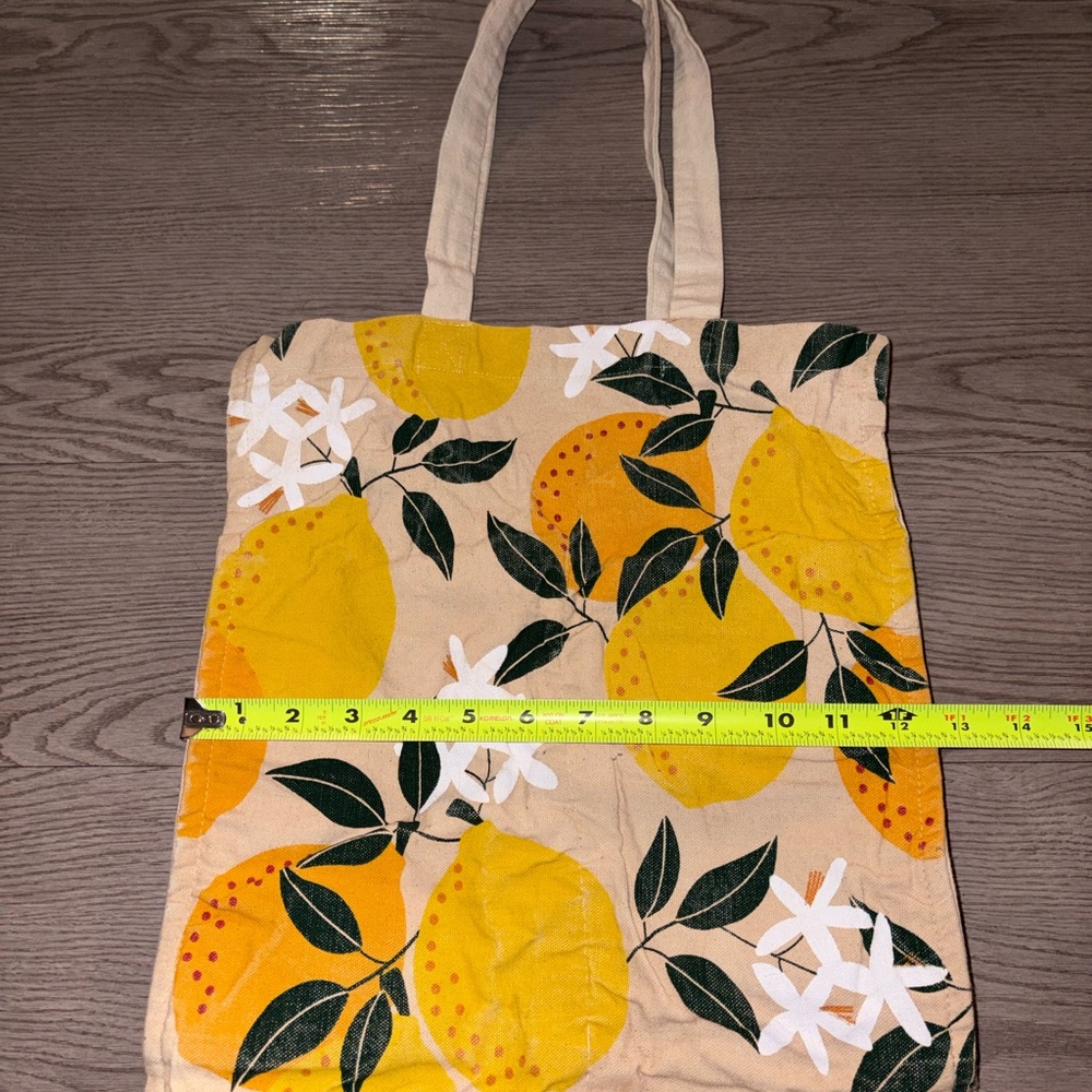 Lemon and Cherry Print Canvas Tote Bag
